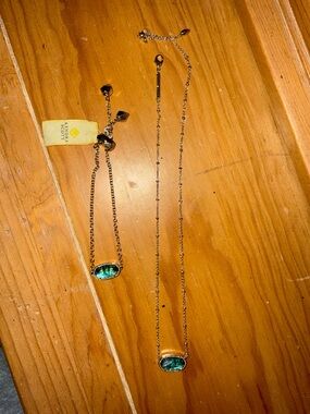 Kendra Scott Silver Necklace and Bracelet Set with Blue London Stones